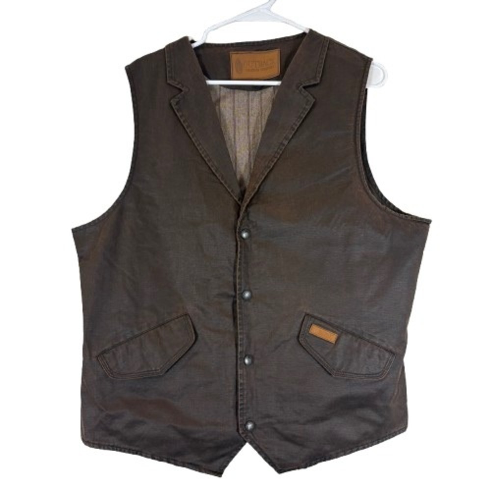 Outback Trading Co Arkansas Vest Brown Waxed Oilskin Concealed Carry Size XL